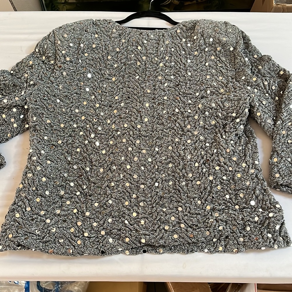 Joseph Ribkoff size 16 silver zip front dressy jacket with silver sequin detail - Picture 2 of 12